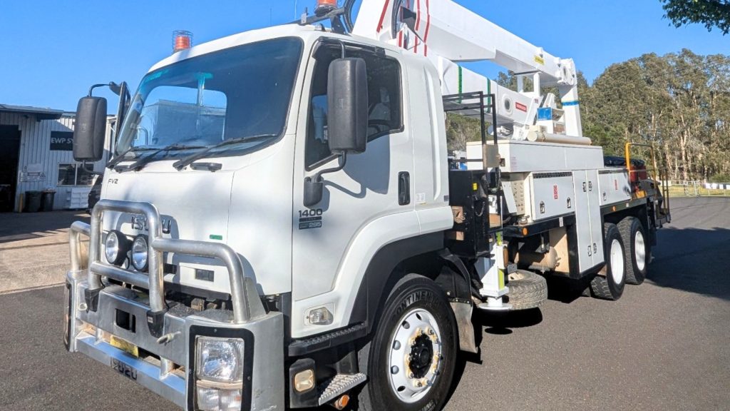 Truck mounted EWP after major inspection and refurbishment showing completed machine